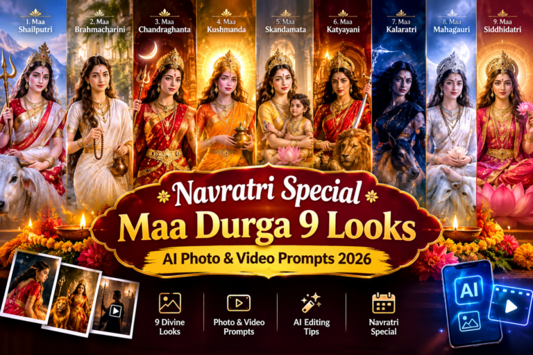 Navratri Special Maa Durga 9 Looks AI Photo & Video Prompts 2026